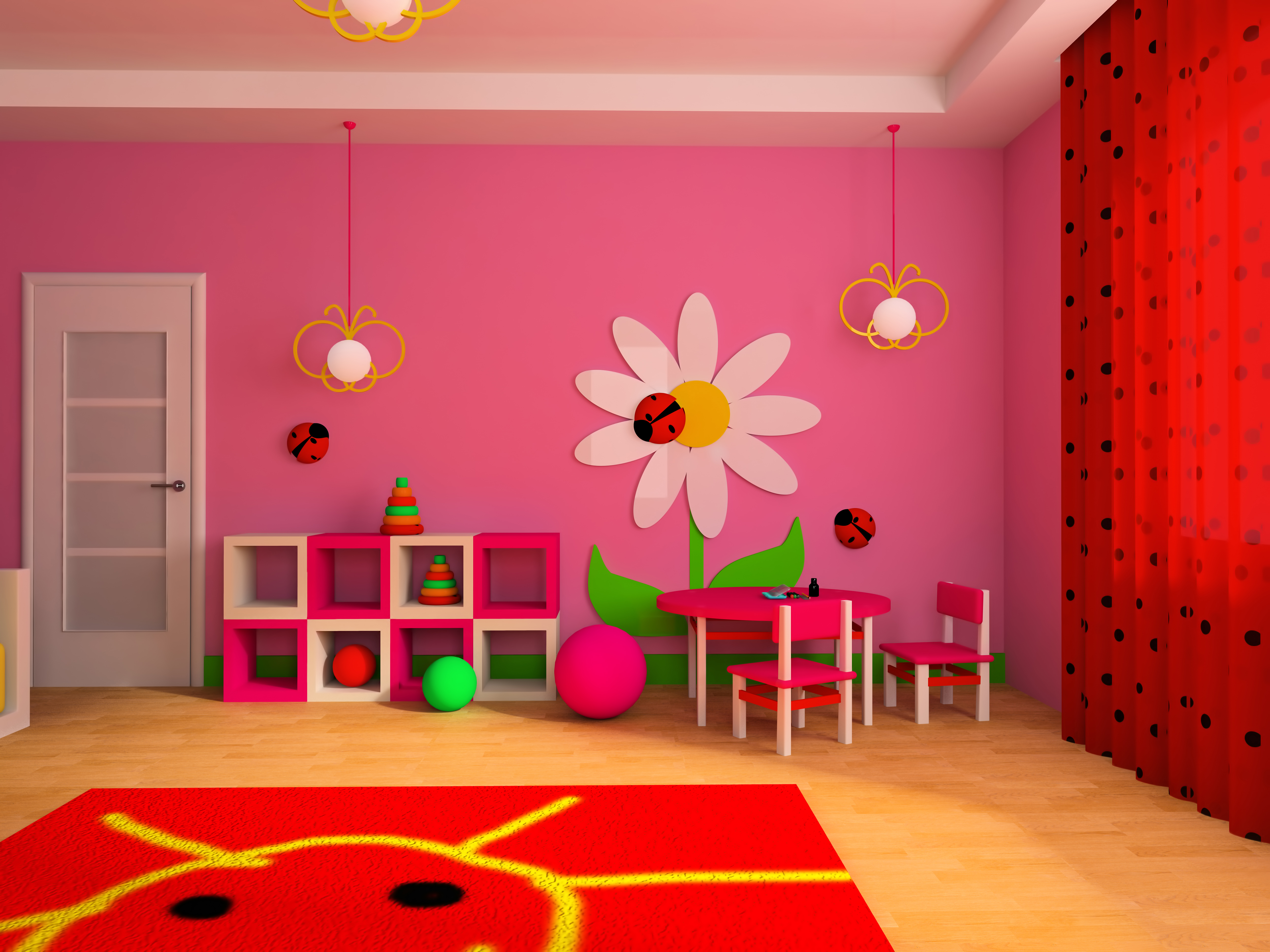 Game zone in a children's room 3d image